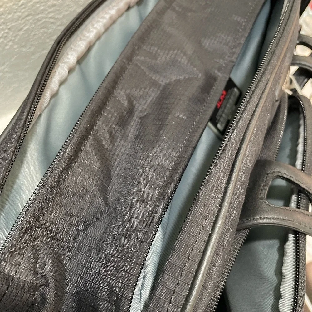 Tumi Double Zip Leather Trimmed Travel Briefcase